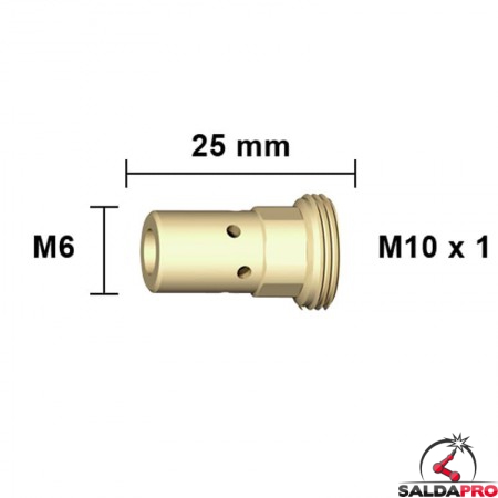 misure supporto per ugello porta corrente M6 25mm abicor binzel