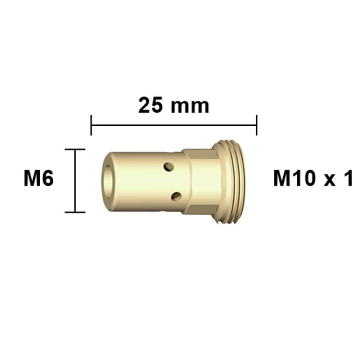 misure supporto per ugello porta corrente M6 25mm abicor binzel
