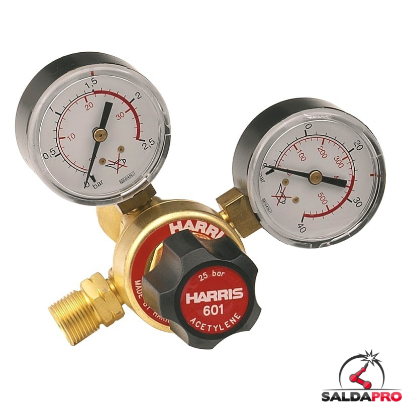 Riduttore di pressione monostadio per acetilene Harris modello 601 a vite