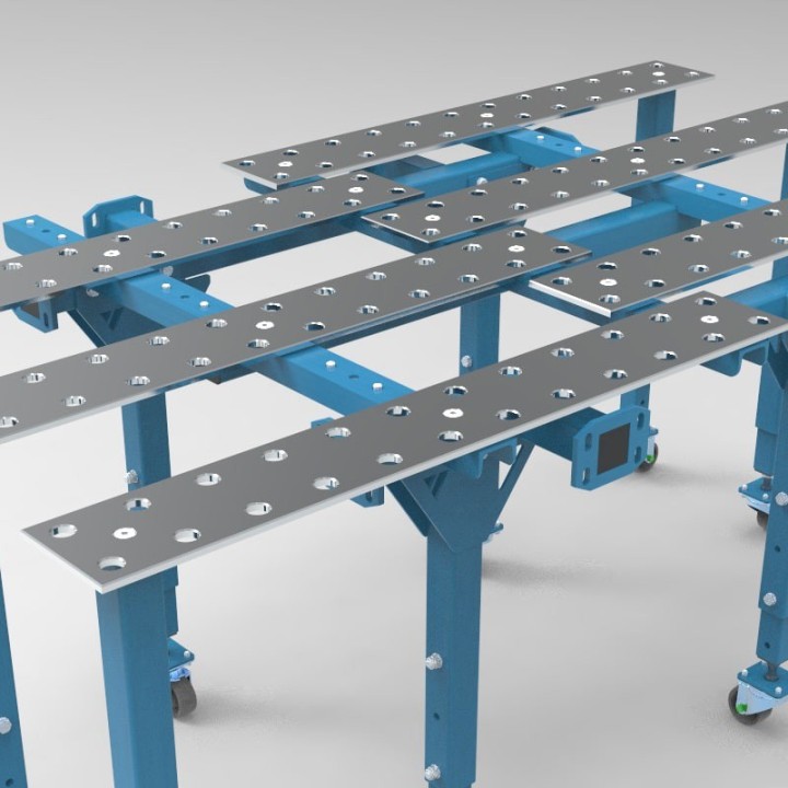 tavolo per saldatura modular aperto vista laterale