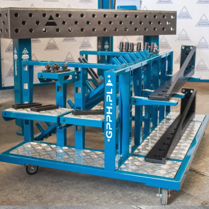 dettaglio laterale trolley porta bloccaggi saldatura GPPH