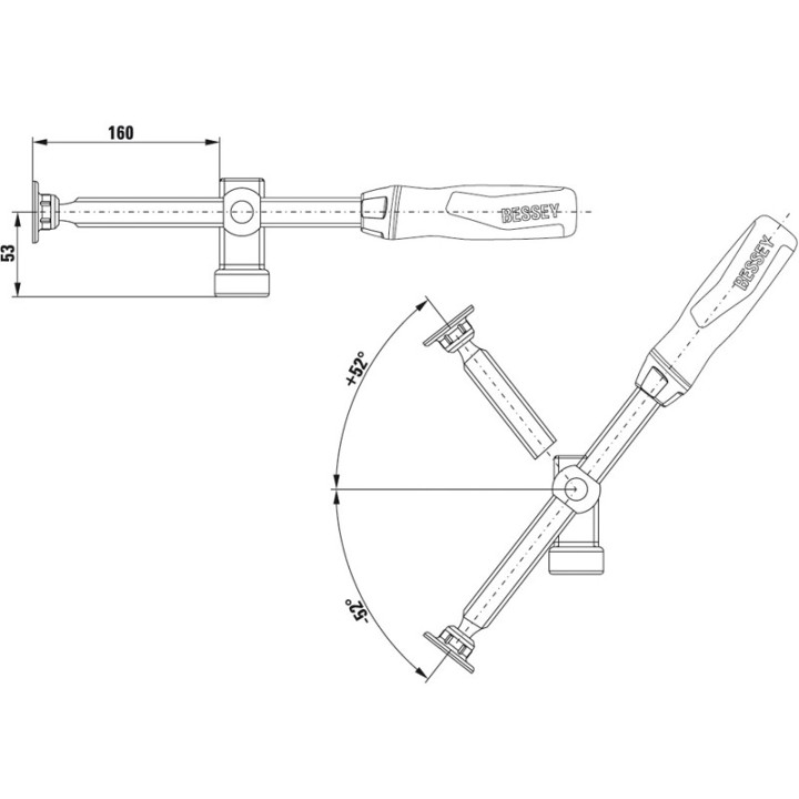 Adattatore inclinabile Bessey TW28AV per tavoli saldatura foro 28mm