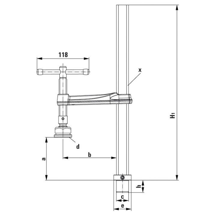 Morsetto di serraggio Bessey TWM28 con piastra di pressione speciale 28mm