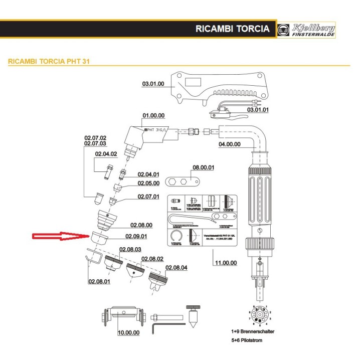 Paraspruzzi per torce Plasma originali Kjellberg PHT-31 (1pz) 11.844.001.161
