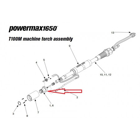 Corpo Torcia plasma di Hypertherm Originale Powermax1650 T100M TCH