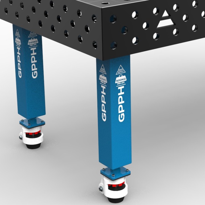 Banco per saldatura con ruote SteelMax GPPH 2x1mt in acciaio rinforzato, fori 28mm