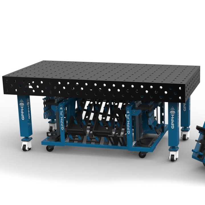 Banco per saldatura con ruote SteelMax GPPH 2x1mt in acciaio rinforzato, fori 28mm