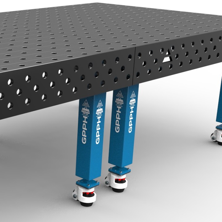 Banco per saldatura con ruote SteelMax GPPH 3x1,48mt in acciaio rinforzato, fori 28mm