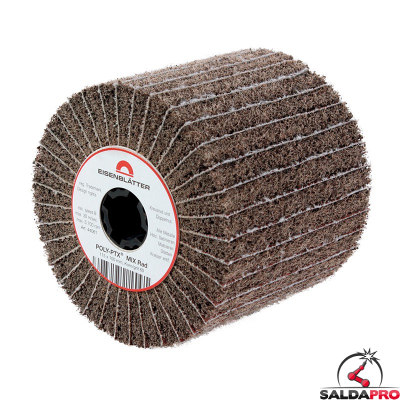 Rullo lamellare e fibra nylon Mix Ø115x100mm per satinatura metalli