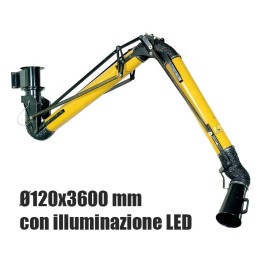 braccio aspirante Aspirex 1 Ø120mm lunghezza 3600mm Dalpitech con luce LED