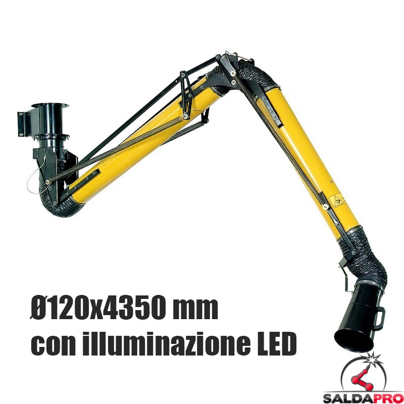 braccio aspirante Aspirex 4.2 Ø120mm lunghezza 4350mm Dalpitech con luce LED