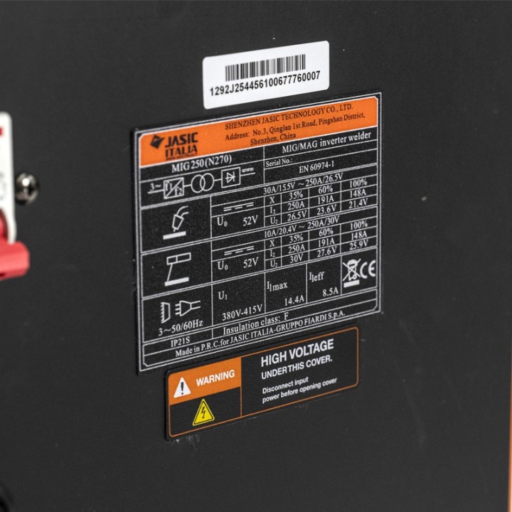 Saldatrice a filo multiprocesso Pulsata MIG250 sinergica 230V Jasic