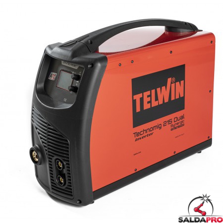 Saldatrice Telwin TECHNOMIG 215 facile da trasportare con maniglia superiore