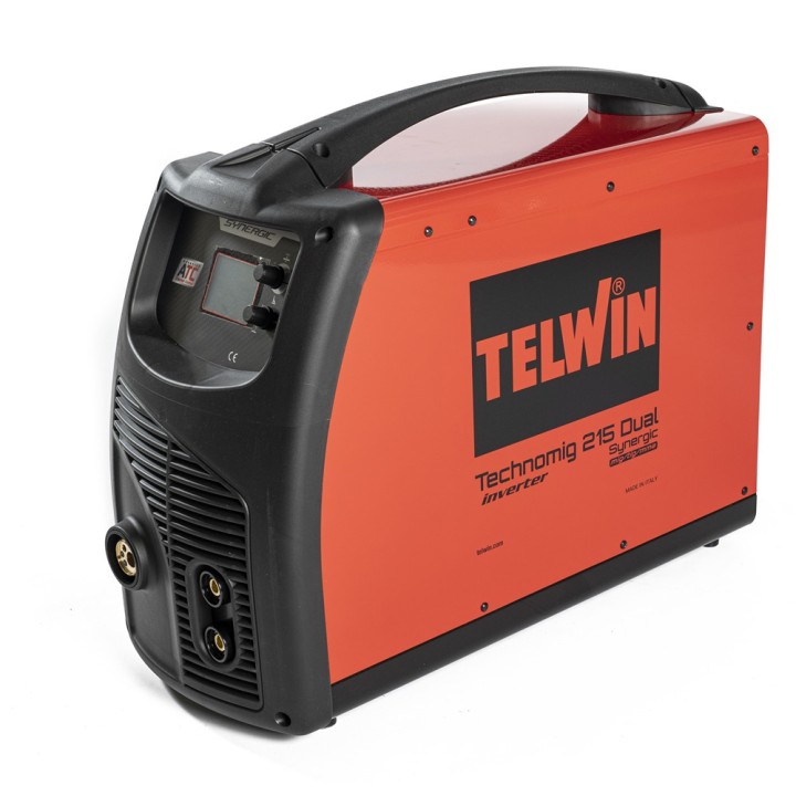 Saldatrice Telwin TECHNOMIG 215 facile da trasportare con maniglia superiore