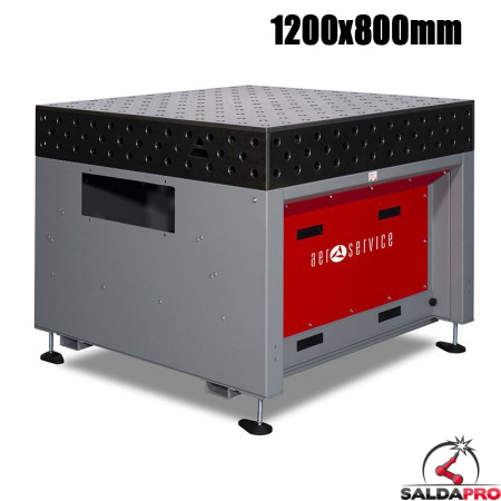 Banco per saldatura SteelMax GPPH con modulo aspirazione 1,2x0,8mt spessore 15mm, fori 28mm