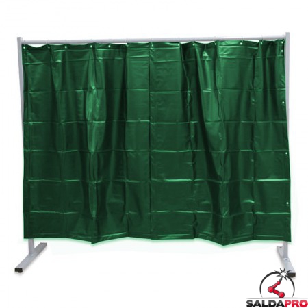 Parete protettiva per saldatura Kemper con tenda verde chiara 2100x1830 mm