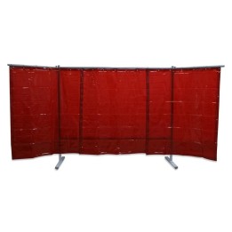 Parete protettiva per saldatura a 3 pannelli con tenda rossa 3800x1830 mm