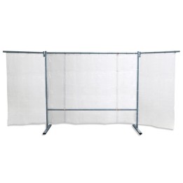 Parete protettiva per molatura a 3 pannelli con tenda trasparente 3800x1830 mm
