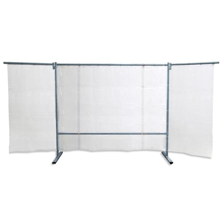 Parete protettiva per molatura a 3 pannelli con tenda trasparente 3800x1830 mm