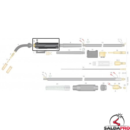 Corpo torcia completa connettore w/nut