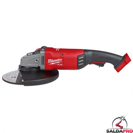 vista laterale smerigliatrice a batteria Milwaukee M18 FUEL 230mm