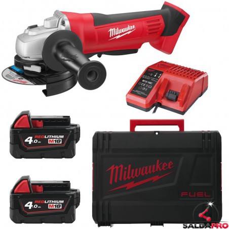 Smerigliatrice Angolare A Batteria 18V MILWAUKEE Disco 115-125mm Kit - 14