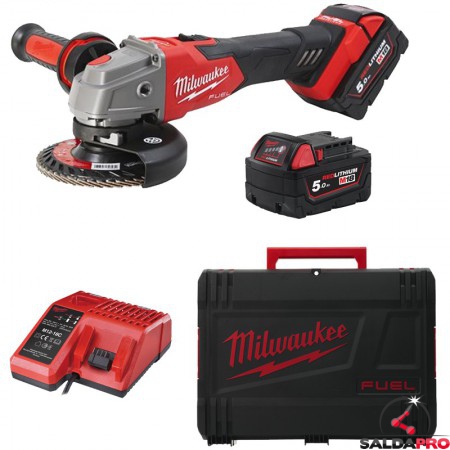 Kit smerigliatrice angolare Milwaukee M18 Fuel FSAG 125mm in Kit con batterie 5.0Ah