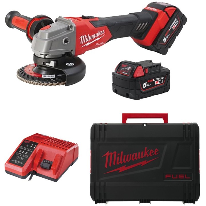 Kit smerigliatrice angolare Milwaukee M18 Fuel FSAG 125mm in Kit con batterie 5.0Ah