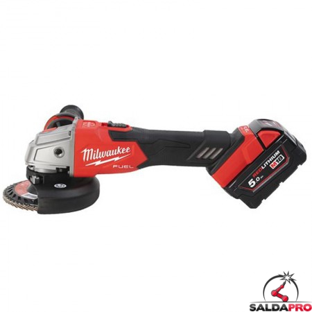 vista laterale smerigliatrice angolare Milwaukee M18 Fuel FSAG