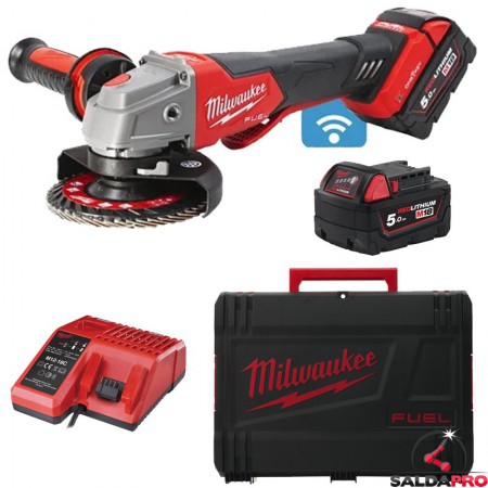 Kit smerigliatrice angolare Milwaukee M18 Fuel FSAG One-Key 125mm in Kit con batterie 5.0Ah