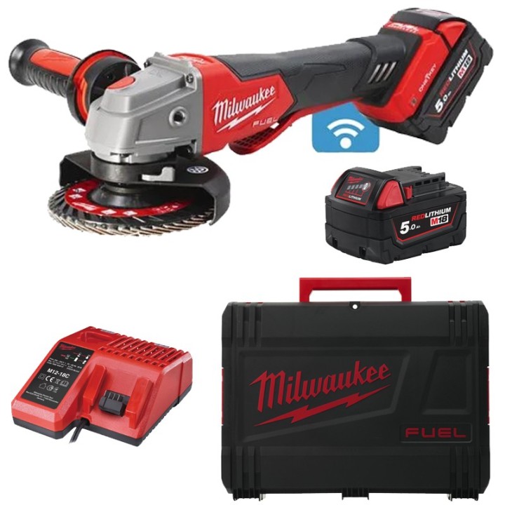 Kit smerigliatrice angolare Milwaukee M18 Fuel FSAG One-Key 125mm in Kit con batterie 5.0Ah