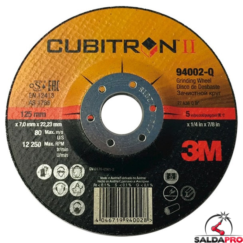 Disco abrasivo da sbavo 3M Cubitron II T27 230mm a centro depresso