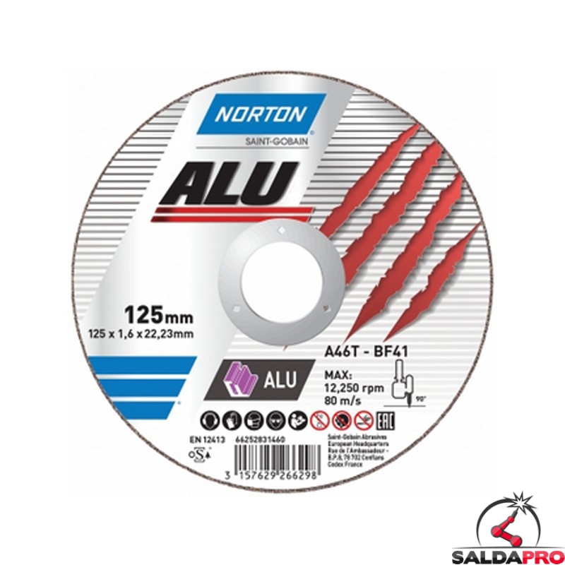 Disco da taglio Norton ALU 115x1.0mm per alluminio (25pz)
