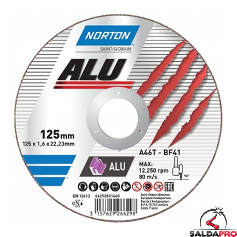 Disco da taglio Norton ALU 230x1.9mm per alluminio (25pz)