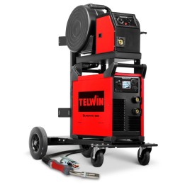 Saldatrice inverter a elettrodo Telwin Supermig 350i Pack con trainafilo esterno e carrello, 20-270A
