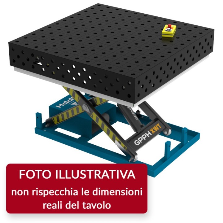 Banco per saldatura SteelMax idraulico GPPH 1x1mt spessore 15mm, fori 28mm