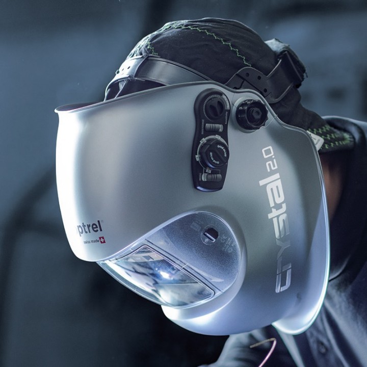 Casco saldatura Optrel Crystal 2.0 CLT Silver autoscurante DIN 2/4-12