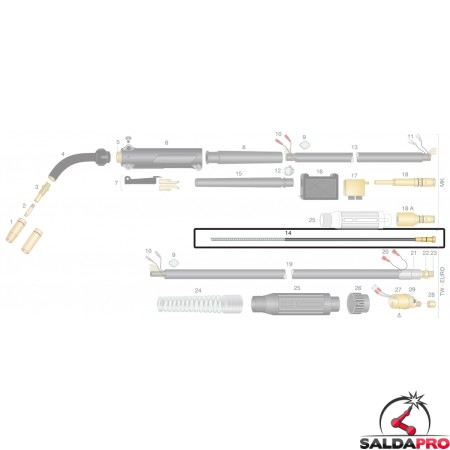 Guaina guidafilo Ø 0.8/1.0 per torcia 4.2 metri