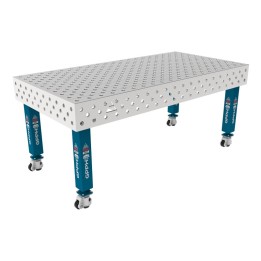 Tavolo per saldatura con ruote SteelMax INOX GPPH 2x1mt spessore 15mm, fori 28mm
