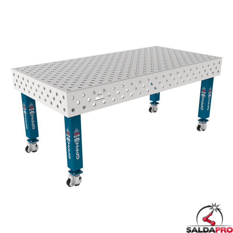 Tavolo per saldatura con ruote SteelMax INOX GPPH 2x1mt spessore