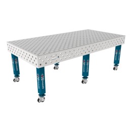 Tavolo per saldatura con ruote SteelMax INOX GPPH 2,4x1,2mt spessore 15mm, fori 28mm