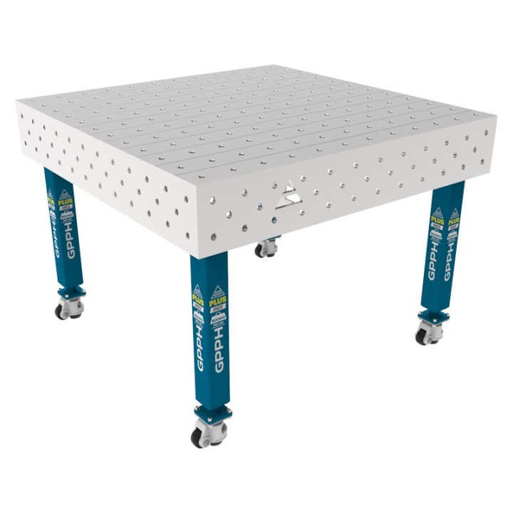 Tavolo per saldatura con ruote SteelPlus INOX GPPH 1,2x1,2mt spessore 12mm, fori 16mm