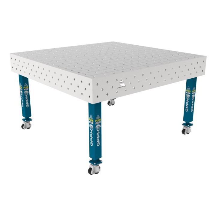 Tavolo per saldatura con ruote SteelPlus INOX GPPH 1,5x1,48mt spessore 12mm, fori 16mm