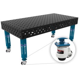 Tavolo per saldatura con ruote SteelExpert GPPH 2x1mt spessore 25mm, fori 28mm