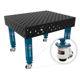 Tavolo per saldatura con ruote SteelExpert GPPH 1,2x1mt spessore 25mm, fori 28mm in griglia diagonale
