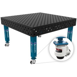 Tavolo per saldatura con ruote SteelExpert GPPH 1,5x1,48mt spessore 25mm, fori 28mm in griglia diagonale