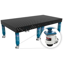 Tavolo per saldatura con ruote SteelExpert GPPH 3x1,48mt spessore 25mm, fori 28mm in griglia diagonale