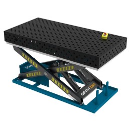 Tavolo per saldatura idraulico SteelExpert GPPH 2x1mt spessore 25mm, fori 28mm in griglia diagonale