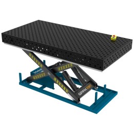 Tavolo per saldatura idraulico SteelExpert GPPH 2,4x1,2mt spessore 25mm, fori 28mm in griglia diagonale