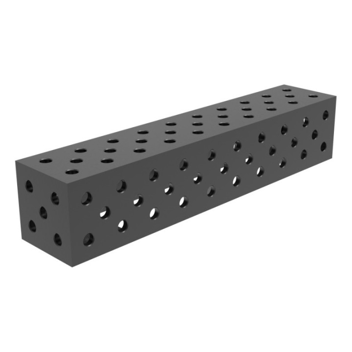 Blocco di collegamento 1000x200x200mm per tavoli saldatura GPPH SteelExpert fori 28mm griglia diagonale